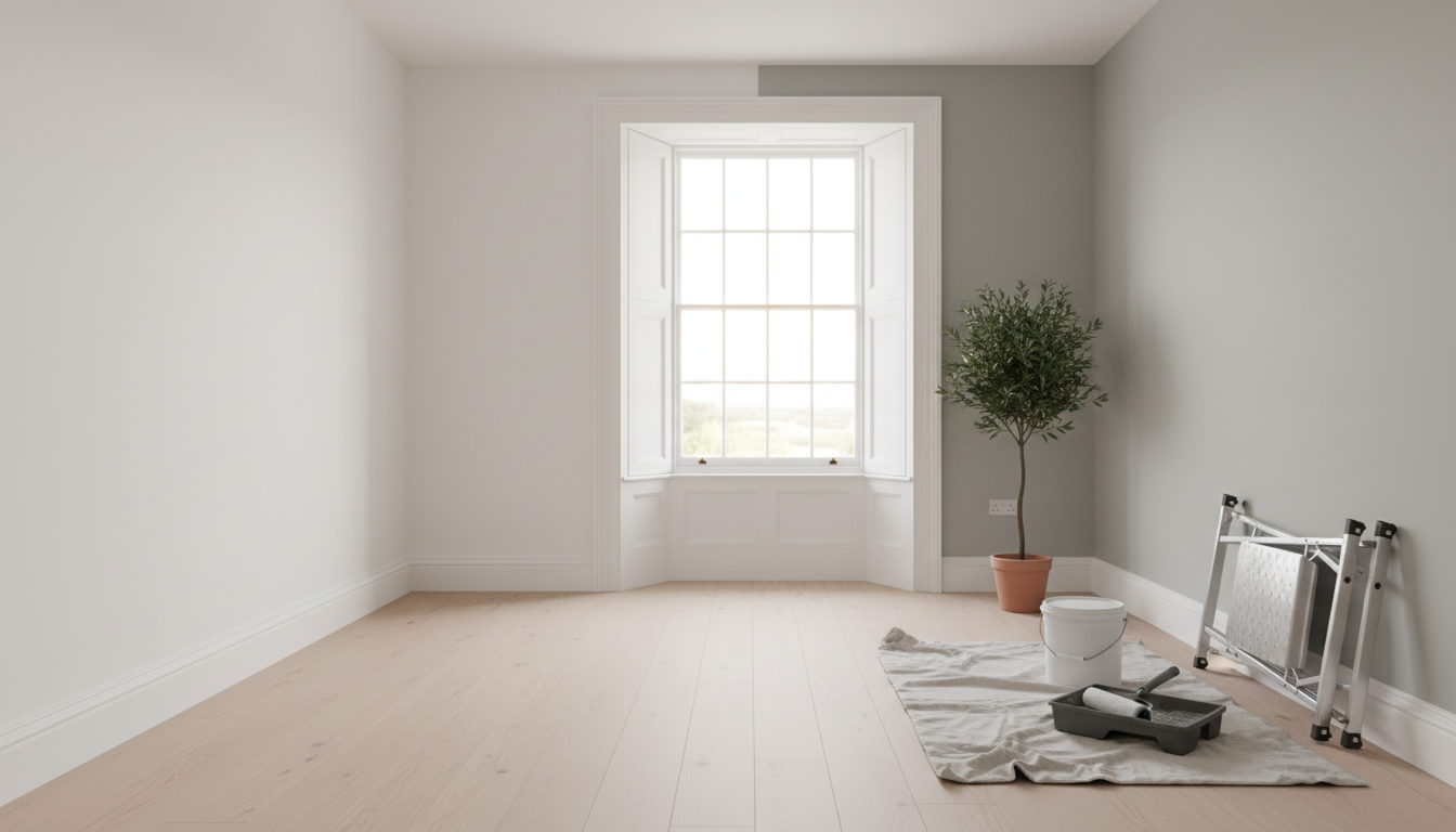 Bright interior undergoing painting and decorating